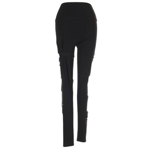 ALO Yoga Black Slashed Up High Waisted Black Athletic & Casual Leggings - Picture 5 of 11